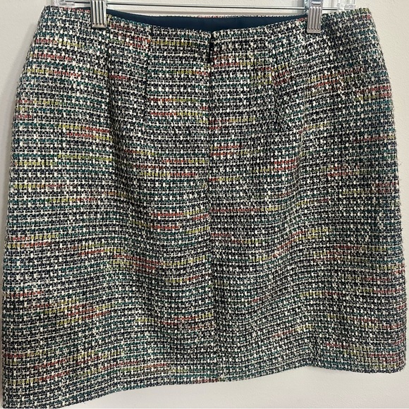 Loft multicolor tweed lined mini skirt with metallic thread, zip pockets size 8 - Picture 5 of 8